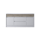 Большой комод с дверью и ящиками Эверест Стайл-1600 160,2х39х75,4 см Нимфея Альба (белый)/Дуб Крафт серый (DTM-071157)