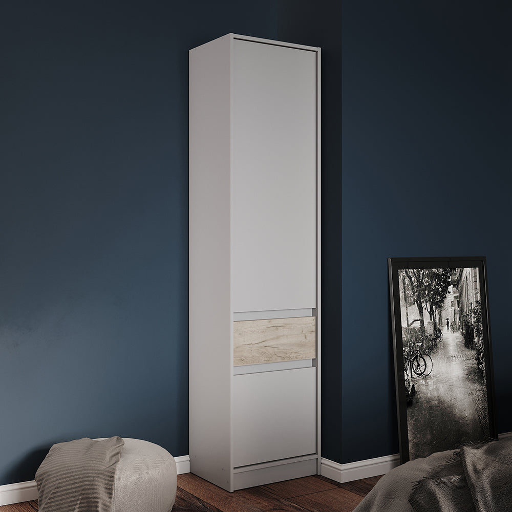 Шкаф-пенал закрыт с полками и ящиком Эверест Стайл-500 50х39х203 см Кашемир/Дуб крафт серый (DTM-071153)