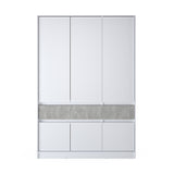 Шкаф распашный для одежды с выдвижными ящиками (полки - штанга) Эверест Стайл-1400 140х53х203 см Нимфея Альба (белый)/Бетон (DTM-071152)