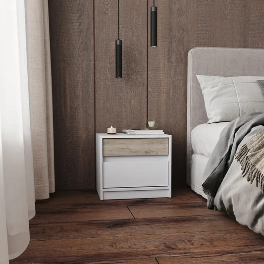 Тумба прикроватная Эверест Стайл-500 50,2х39х44,2 см Нимфея Альба (белый)/Дуб краф серый (DTM-071161)