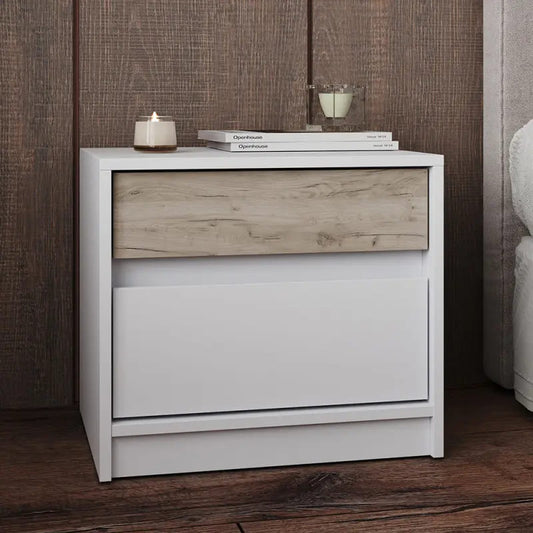 Тумба прикроватная Эверест Стайл-500 50,2х39х44,2 см Нимфея Альба (белый)/Дуб краф серый (DTM-071161)