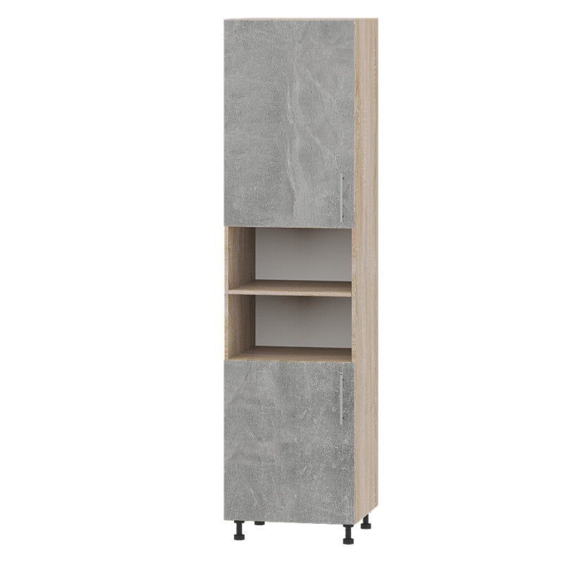 Кухонный модуль Оптима Пенал Н72-600 Дуб Сонома, Бетон (без столешницы) 600х570х2350 мм (DTM-071645)