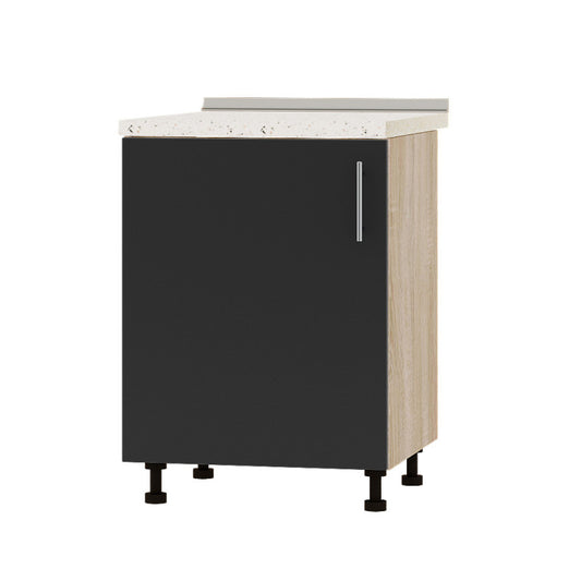 Кухонный модуль под мойку Оптима Низ Н79-600 Дуб Сонома/Антрацит (без столешницы) 600х461х820 мм (DTM-073028)