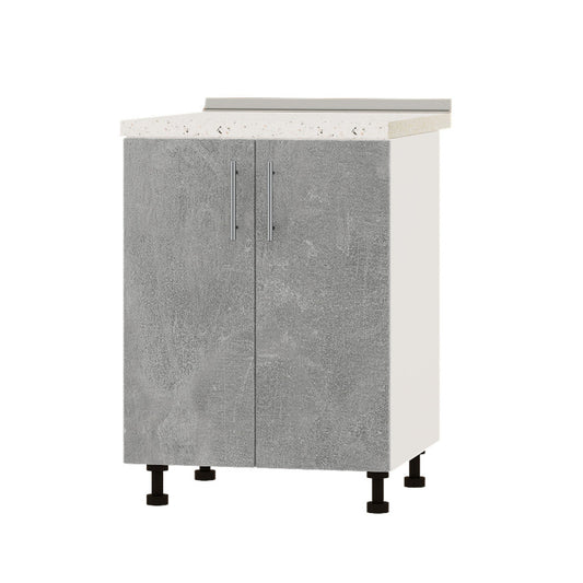 Кухонный модуль под мойку Оптима Низ Н84-600 Белый/Бетон (без столешницы) 600х461х820 мм (DTM-072332)