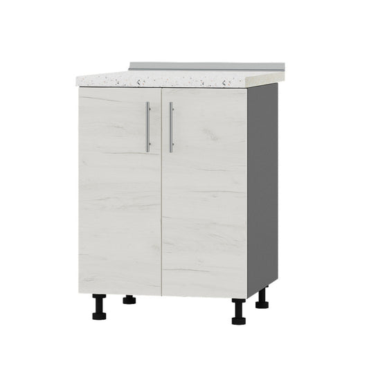 Кухонный модуль под мойку Оптима Низ Н84-600 Антрацит/Дуб Крафт Белый (без столешницы) 600х461х820 мм (DTM-072326)