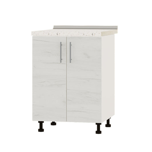 Кухонный модуль под мойку Оптима Низ Н84-600 Белый/Дуб Крафт Белый (без столешницы) 600х461х820 мм (DTM-072333)