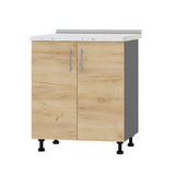 Кухонный модуль под мойку Оптима Низ Н84-700 Антрацит/Дуб Крафт Золотой (без столешницы) 700х461х820 мм (DTM-072355)