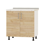 Кухонный модуль под мойку Оптима Низ Н84-800 Белый/Дуб Крафт Золотой (без столешницы) 800х461х820 мм (DTM-072305)