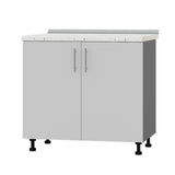 Кухонный модуль под мойку Оптима Низ Н84-900 Антрацит/Нимфея Альба (Белый) (без столешницы) 900х461х820 мм (DTM-072165)