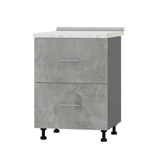 Кухонный модуль 2 ящика Оптима Низ Н86-600 Антрацит/Бетон (без столешницы) 600х461х820 мм (DTM-072209)