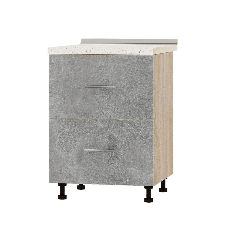 Кухонный модуль 2 ящика Оптима Низ Н86-600 Дуб Сонома/Бетон (без столешницы) 600х461х820 мм (DTM-071977)