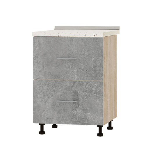 Кухонный модуль 2 ящика Оптима Низ Н86-600 Дуб Сонома/Бетон (без столешницы) 600х461х820 мм (DTM-071977)