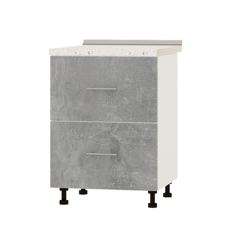 Кухонный модуль 2 ящика Оптима Низ Н86-600 Белый/Бетон (без столешницы) 600х461х820 мм (DTM-072134)