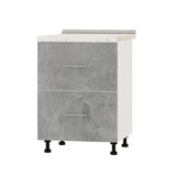 Кухонный модуль 2 ящика Оптима Низ Н86-600 Белый/Бетон (без столешницы) 600х461х820 мм (DTM-072134)