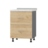 Кухонный модуль 2 ящика Оптима Низ Н86-600 Антрацит/Дуб Крафт Золотой (без столешницы) 600х461х820 мм (DTM-072129)