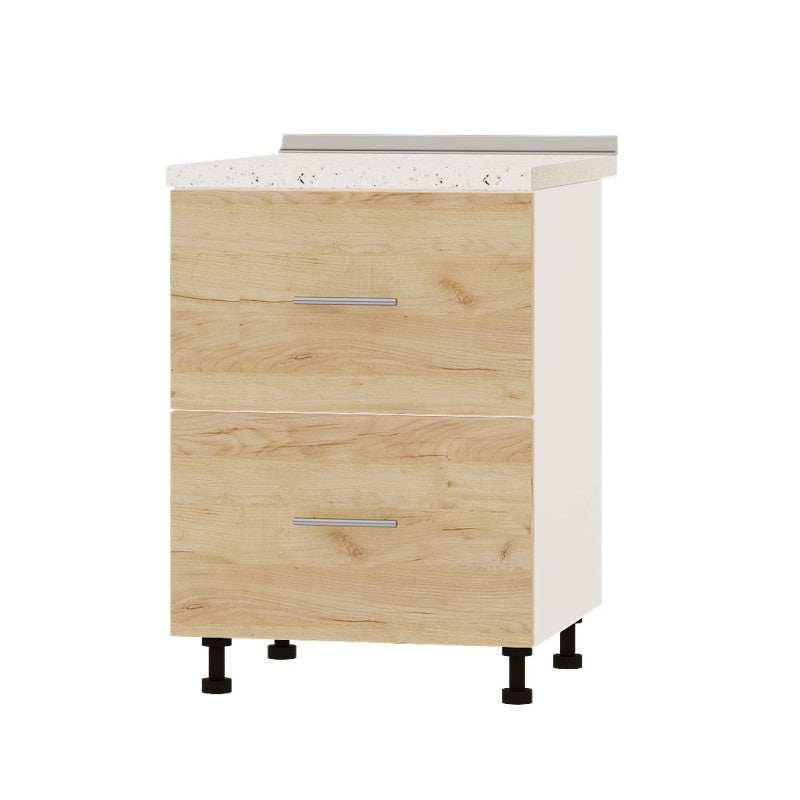 Кухонный модуль 2 ящика Оптима Низ Н86-600 Белый/Дуб Крафт Золотой (без столешницы) 600х461х820 мм (DTM-072136)