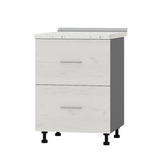 Кухонный модуль 2 ящика Оптима Низ Н86-600 Антрацит/Дуб Крафт Белый (без столешницы) 600х461х820 мм (DTM-072210)