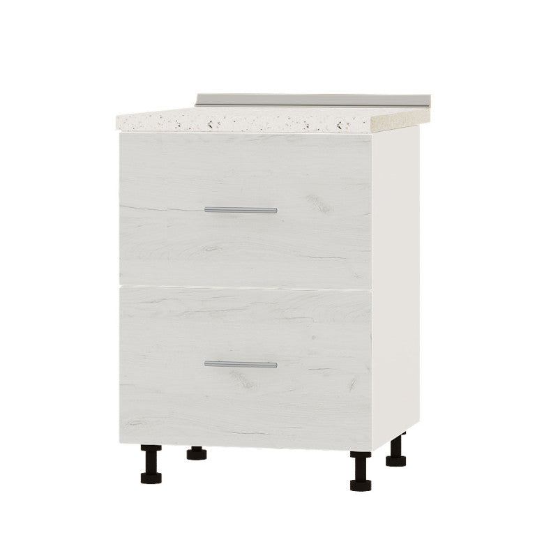 Кухонный модуль 2 ящика Оптима Низ Н86-600 Белый/Дуб Крафт Белый (без столешницы) 600х461х820 мм (DTM-072135)