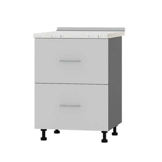 Кухонный модуль 2 ящика Оптима Низ Н86-600 Антрацит/Нимфея Альба (Белый) (без столешницы) 600х461х820 мм (DTM-072132)
