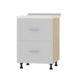 Кухонный модуль 2 ящика Оптима Низ Н86-600 Дуб Сонома/Нимфея Альба (Белый) (без столешницы) 600х461х820 мм (DTM-071982)