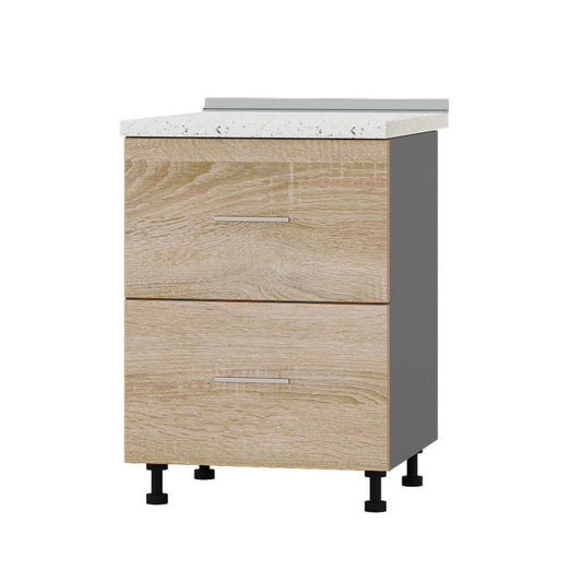 Кухонный модуль 2 ящика Оптима Низ Н86-600 Антрацит/Дуб Сонома (без столешницы) 600х461х820 мм (DTM-072130)