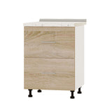 Кухонный модуль 2 ящика Оптима Низ Н86-600 Белый/Дуб Сонома (без столешницы) 600х461х820 мм (DTM-072137)