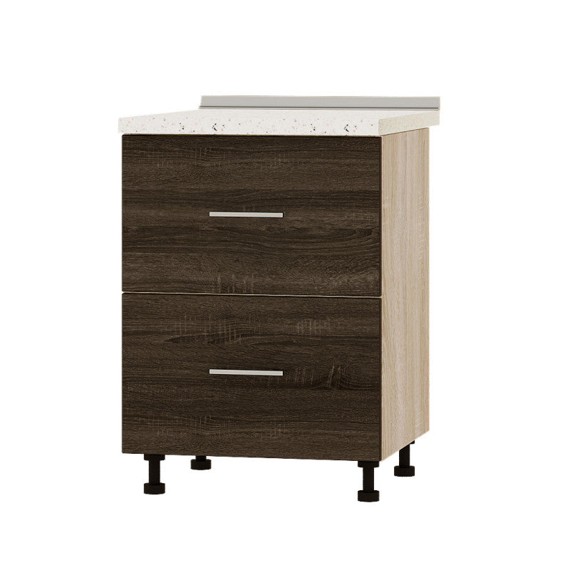 Кухонный модуль 2 ящика Оптима Низ Н86-600 Дуб Сонома/Дуб Сонома Трюфель (без столешницы) 600х461х820 мм (DTM-071981)