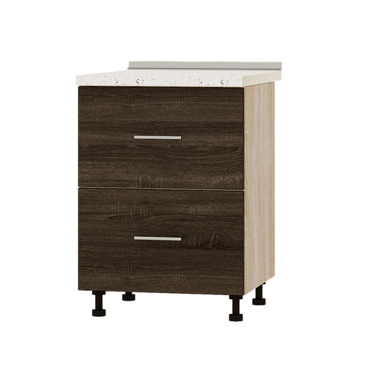 Кухонный модуль 2 ящика Оптима Низ Н86-600 Дуб Сонома/Дуб Сонома Трюфель (без столешницы) 600х461х820 мм (DTM-071981)