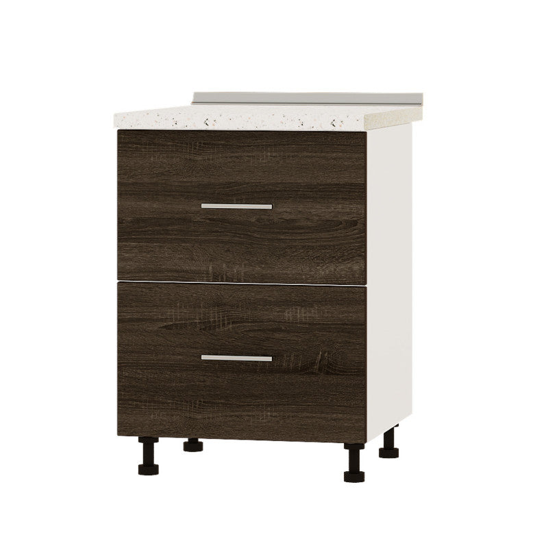 Кухонный модуль 2 ящика Оптима Низ Н86-600 Белый/Дуб Сонома Трюфель (без столешницы) 600х461х820 мм (DTM-072138)