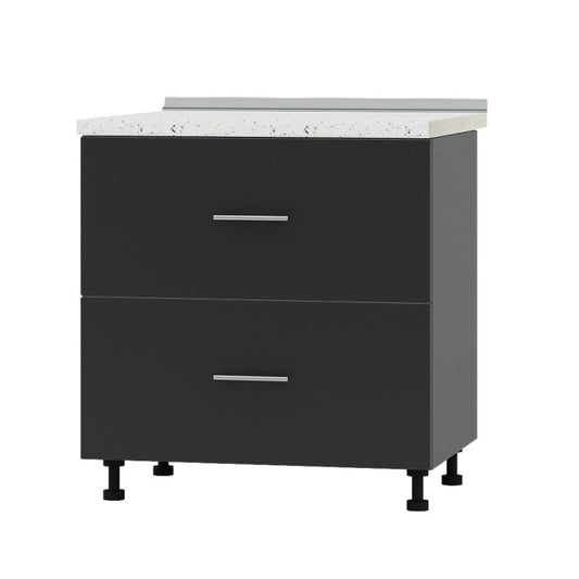 Кухонный модуль 2 ящика Оптима Низ Н86-800 Антрацит/Антрацит (без столешницы) 800х461х820 мм (DTM-071983)