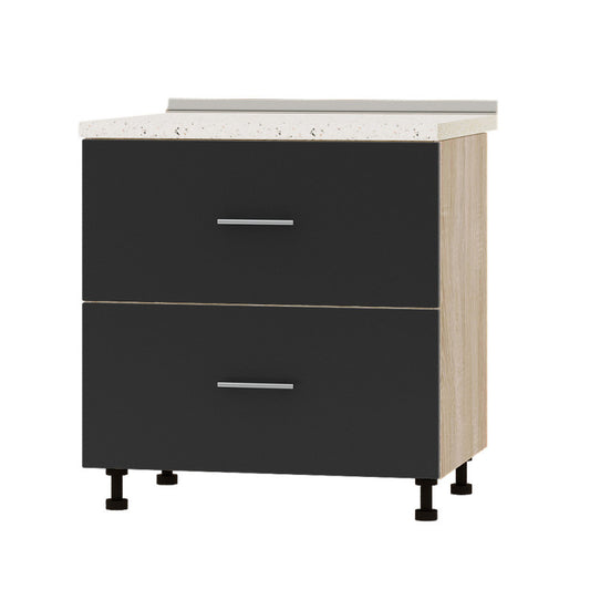 Кухонный модуль 2 ящика Оптима Низ Н86-800 Дуб Сонома/Антрацит (без столешницы) 800х461х820 мм (DTM-071997)