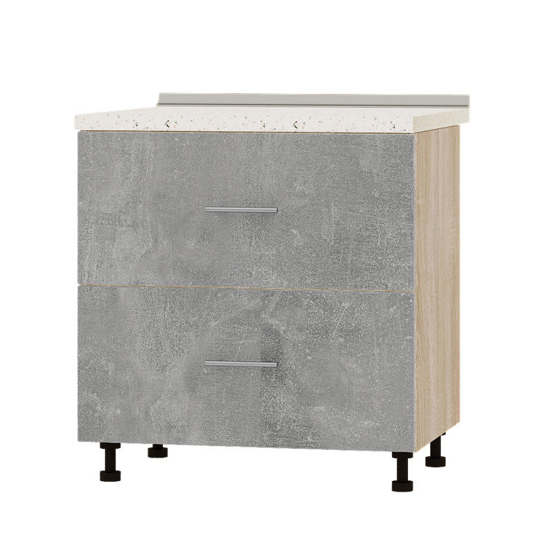 Кухонный модуль 2 ящика Оптима Низ Н86-800 Дуб Сонома/Бетон (без столешницы) 800х461х820 мм (DTM-071998)