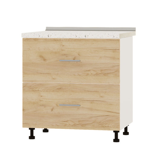 Кухонный модуль 2 ящика Оптима Низ Н86-800 Белый/Дуб Крафт Золотой (без столешницы) 800х461х820 мм (DTM-071993)