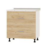 Кухонный модуль 2 ящика Оптима Низ Н86-800 Белый/Дуб Крафт Золотой (без столешницы) 800х461х820 мм (DTM-071993)