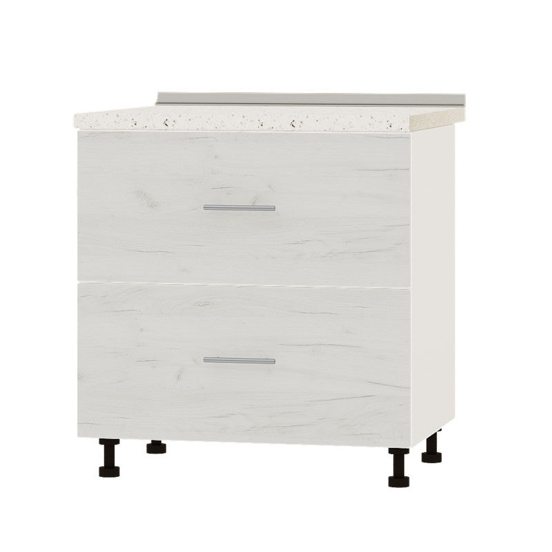 Кухонный модуль 2 ящика Оптима Низ Н86-800 Белый/Дуб Крафт Белый (без столешницы) 800х461х820 мм (DTM-071992)