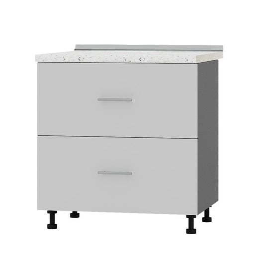 Кухонный модуль 2 ящика Оптима Низ Н86-800 Антрацит/Нимфея Альба (Белый) (без столешницы) 800х461х820 мм (DTM-071989)