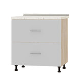 Кухонный модуль 2 ящика Оптима Низ Н86-800 Дуб Сонома/Нимфея Альба (Белый) (без столешницы) 800х461х820 мм (DTM-072003)