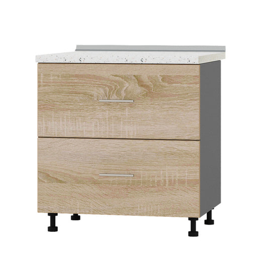 Кухонный модуль 2 ящика Оптима Низ Н86-800 Антрацит/Дуб Сонома (без столешницы) 800х461х820 мм (DTM-071987)