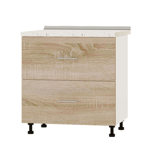 Кухонный модуль 2 ящика Оптима Низ Н86-800 Белый/Дуб Сонома (без столешницы) 800х461х820 мм (DTM-071994)