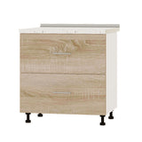 Кухонный модуль 2 ящика Оптима Низ Н86-800 Белый/Дуб Сонома (без столешницы) 800х461х820 мм (DTM-071994)