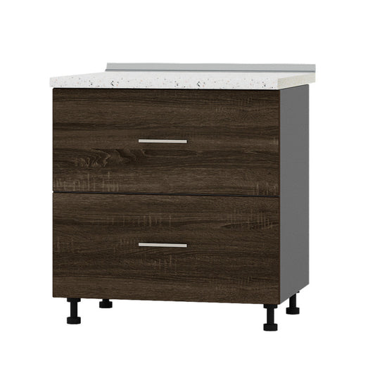 Кухонный модуль 2 ящика Оптима Низ Н86-800 Антрацит/Дуб Сонома Трюфель (без столешницы) 800х461х820 мм (DTM-071988)