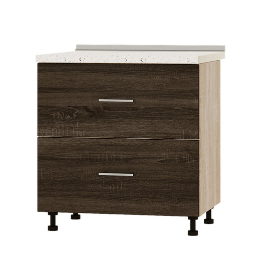 Кухонный модуль 2 ящика Оптима Низ Н86-800 Дуб Сонома/Дуб Сонома Трюфель (без столешницы) 800х461х820 мм (DTM-072002)