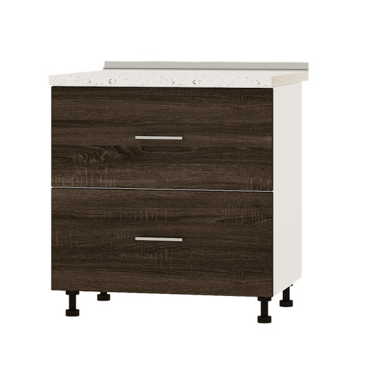 Кухонный модуль 2 ящика Оптима Низ Н86-800 Белый/Дуб Сонома Трюфель (без столешницы) 800х461х820 мм (DTM-071995)