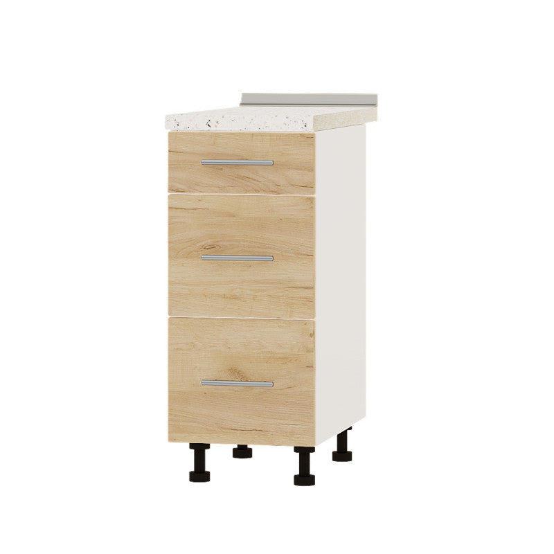 Кухонный модуль 3 ящика Оптима Низ Н87-350 Белый/Дуб Крафт Золотой (без столешницы) 350х461х820 мм (DTM-072014)