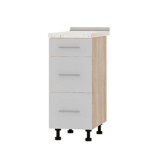 Кухонный модуль 3 ящика Оптима Низ Н87-350 Дуб Сонома/Нимфея Альба (Белый) (без столешницы) 350х461х820 мм (DTM-072024)