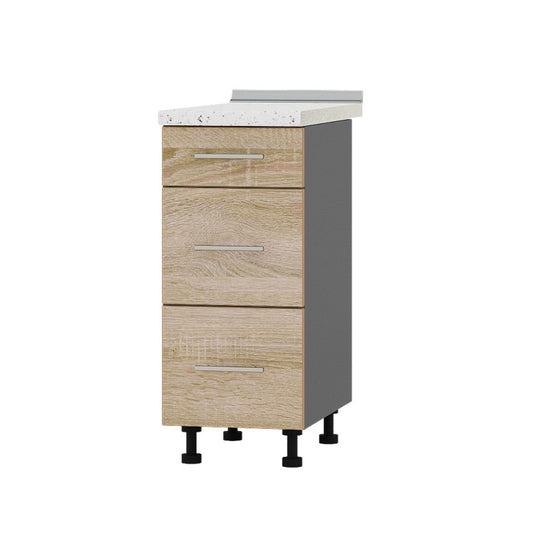 Кухонный модуль 3 ящика Оптима Низ Н87-350 Антрацит/Дуб Сонома (без столешницы) 350х461х820 мм (DTM-072008)