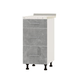 Кухонный модуль 3 ящика Оптима Низ Н87-400 Белый/Бетон (без столешницы) 400х461х820 мм (DTM-072033)