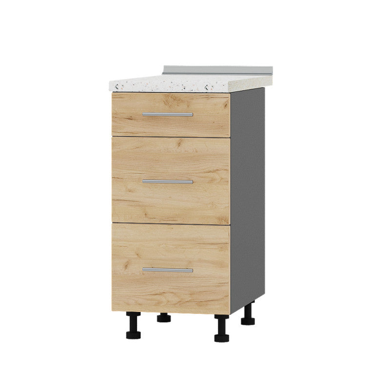 Кухонный модуль 3 ящика Оптима Низ Н87-400 Антрацит/Дуб Крафт Золотой (без столешницы) 400х461х820 мм (DTM-072028)