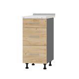 Кухонный модуль 3 ящика Оптима Низ Н87-400 Антрацит/Дуб Крафт Золотой (без столешницы) 400х461х820 мм (DTM-072028)