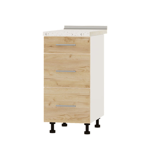 Кухонный модуль 3 ящика Оптима Низ Н87-400 Белый/Дуб Крафт Золотой (без столешницы) 400х461х820 мм (DTM-072035)